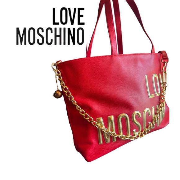 Handbags - Love Moschino Red Leather Tote